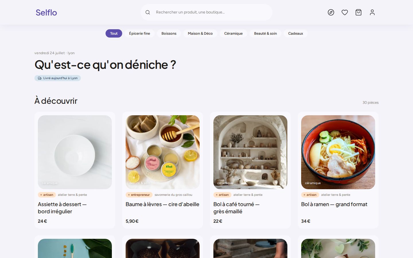 Capture de la marketplace Selflo
